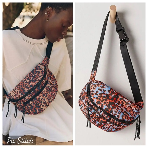 NEW! Free People Movement animal print quilted sling/belt bag - Picture 1 of 7